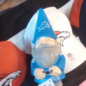 Blue Gnome Figurine with Football Team Hat